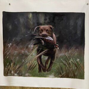 Vibrant Moment of a Hunting Dog Oil Painting